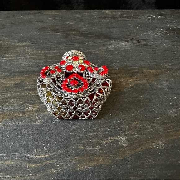 Vintage Red Glass Metal Wrapped Czech Bottle - Picture 12 of 14